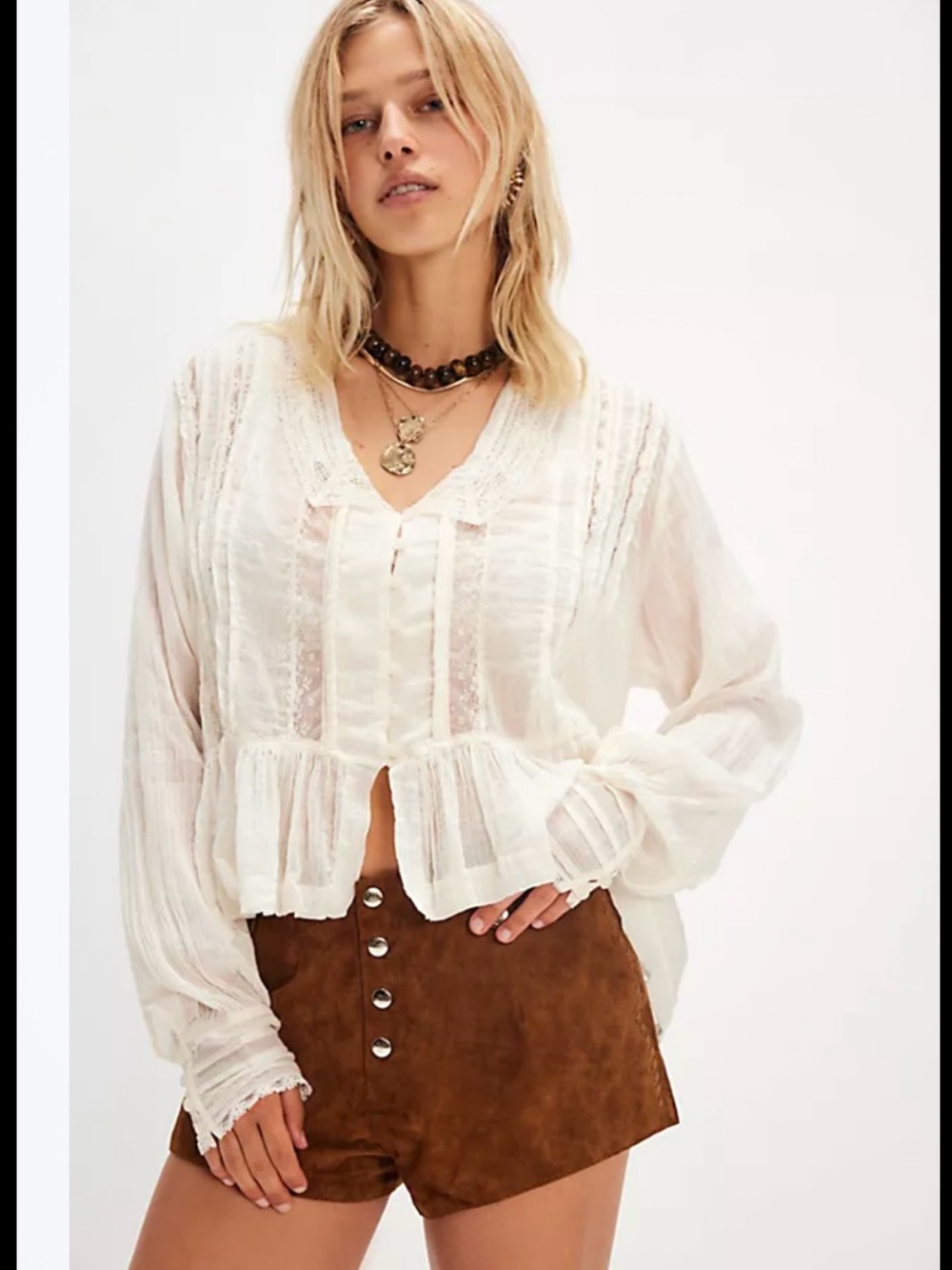 Free People Elodie Blouse - Ivory L